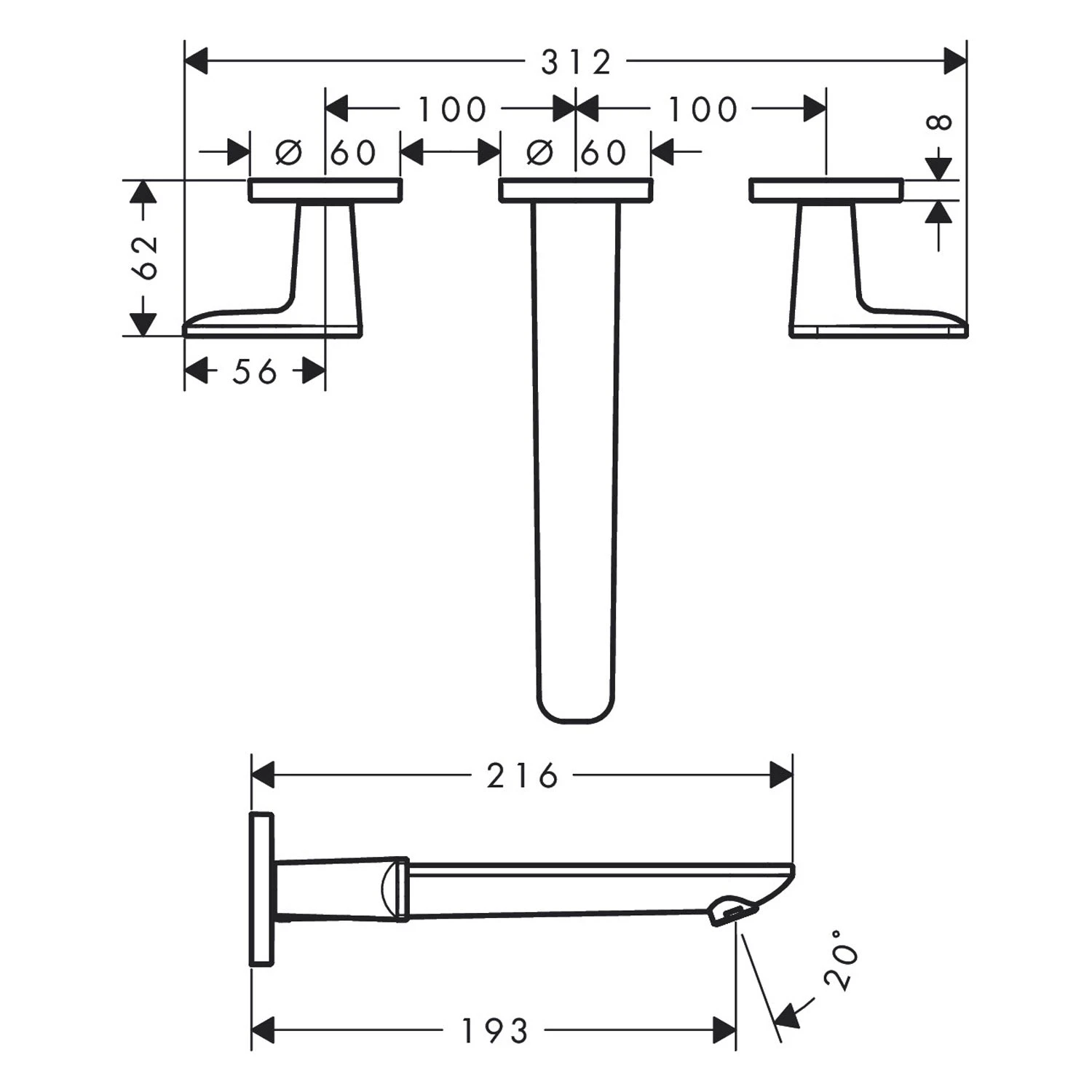 AXOR Citterio C Unterputz 3-Loch Waschtischarmatur, Ausladung 19,3 Cm 2 AXOR Citterio C Unterputz 3-Loch Waschtischarmatur, Ausladung 19,3 Cm – Bild 2