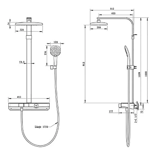 Bravat Vienna M Thermostat-Duschsystem, Eckig 2 Bravat Vienna M Thermostat-Duschsystem, Eckig – Bild 2