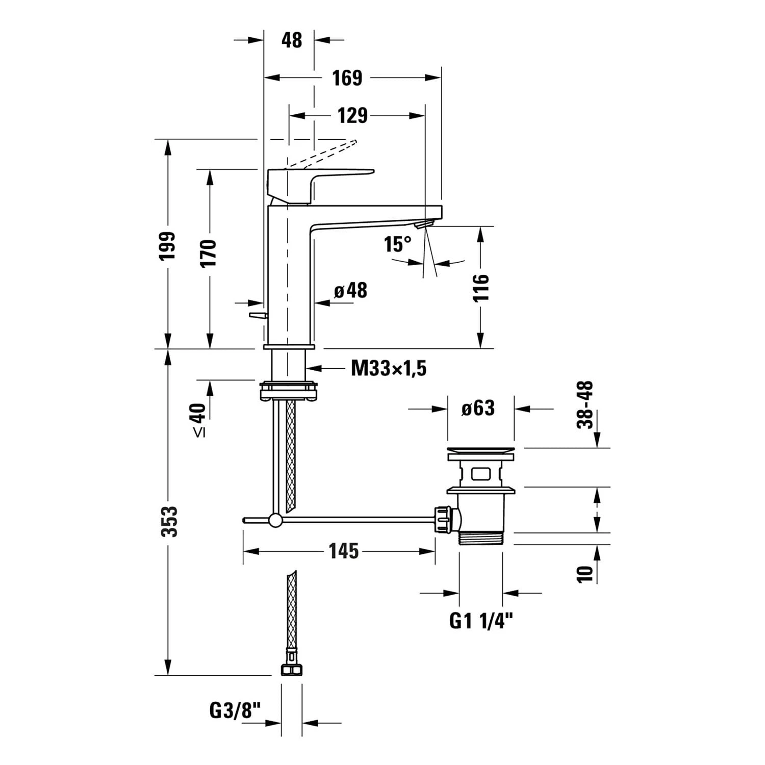 Duravit Manhattan Einhebel-Waschtischarmatur M Mit Zugstangen-Ablaufgarnitur 4 Duravit Manhattan Einhebel-Waschtischarmatur M Mit Zugstangen-Ablaufgarnitur – Bild 4