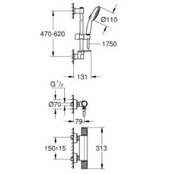 GROHE Precision Feel Thermostat-Brausebatterie 1/2" Mit Brausegarnitur 60 Cm -Hansgrohe Verkäufe grohe badarmaturen precision feel thermostat brausebatterie 13170252