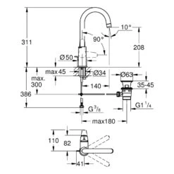 GROHE Swift Einhand-Waschtischbatterie 1/2 L-Size -Hansgrohe Verkäufe grohe badarmaturen swift waschtisch einhand waschtischbatterie 13542579