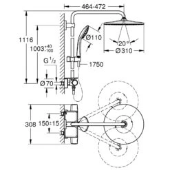 GROHE Vitalio System 310 Duschsystem Mit Thermostatbatterie Mit Ablage -Hansgrohe Verkäufe grohe duschsysteme vitalio 310 mit thermostatbatterie 6078697