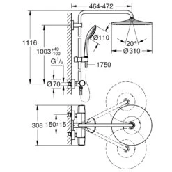 GROHE Vitalio System 310 Duschsystem Mit Thermostatbatterie -Hansgrohe Verkäufe grohe duschsysteme vitalio 310 mit thermostatbatterie 6078784
