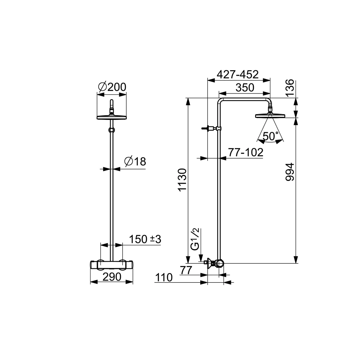 Hansa HANSAMICRA Regenbrause-Duscharmatur 2 Hansa HANSAMICRA Regenbrause-Duscharmatur – Bild 2