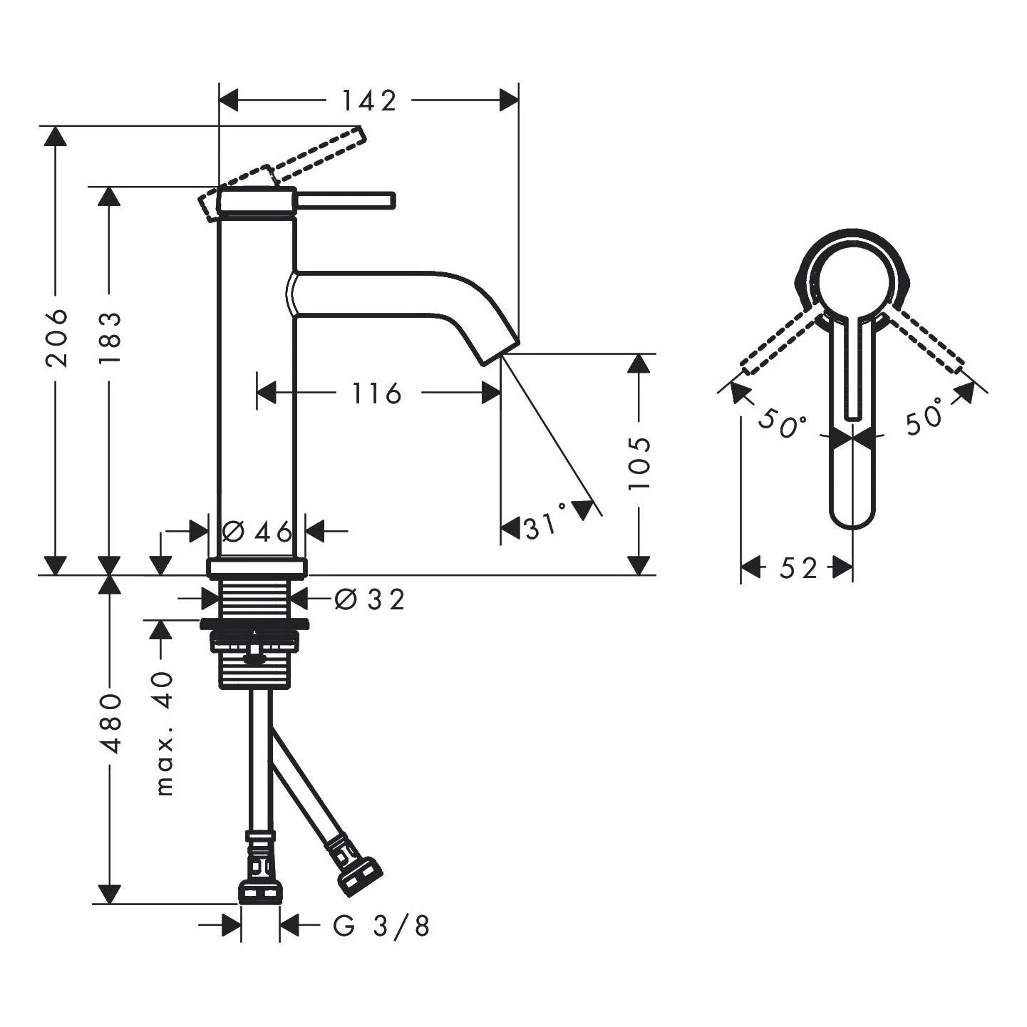 Hansgrohe Tecturis S Einhebel-Waschtischarmatur 110 Ohne Ablaufgarnitur 4 Hansgrohe Tecturis S Einhebel-Waschtischarmatur 110 Ohne Ablaufgarnitur – Bild 4