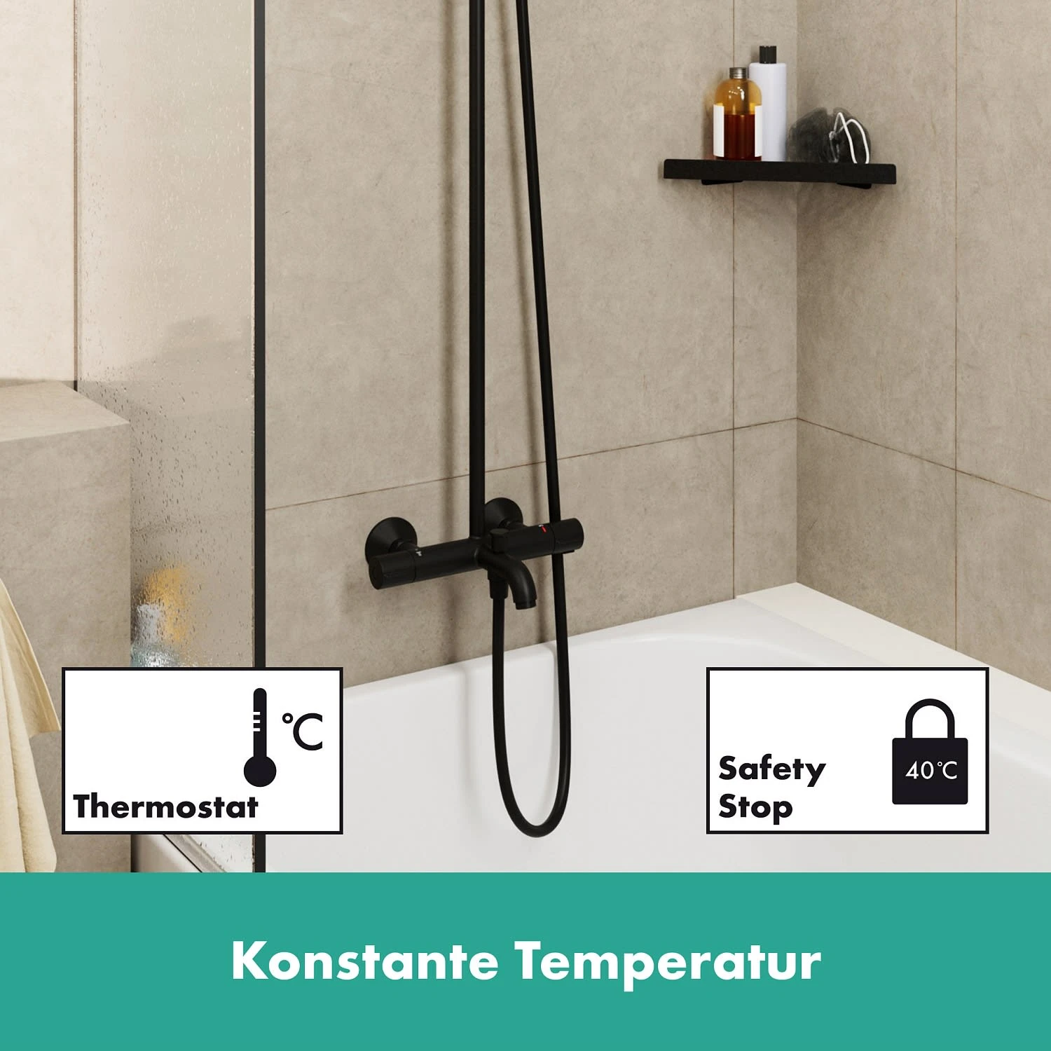 Hansgrohe Vernis Blend Duschsystem 240 1 Strahlart Mit Wannenthermostat 4 Hansgrohe Vernis Blend Duschsystem 240 1 Strahlart Mit Wannenthermostat – Bild 4