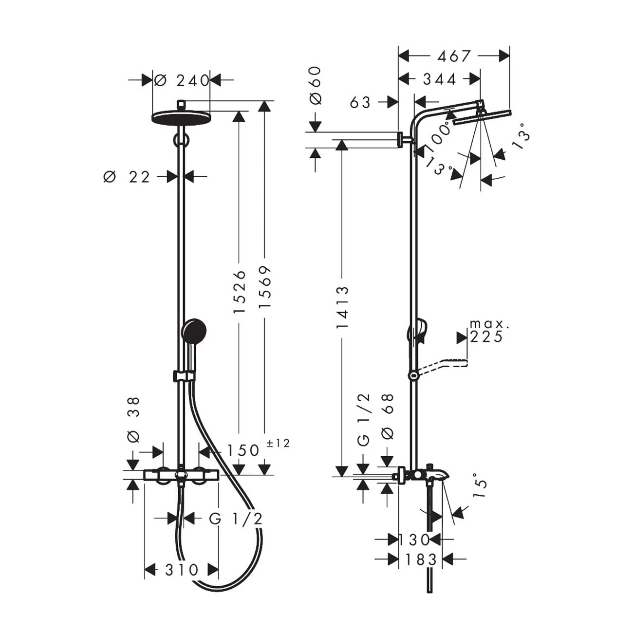 Hansgrohe Activera S Duschsystem 240 1 Strahlart Wassersparend Mit Wannenthermostat Ecostat Fine 4 Hansgrohe Activera S Duschsystem 240 1 Strahlart Wassersparend Mit Wannenthermostat Ecostat Fine – Bild 4