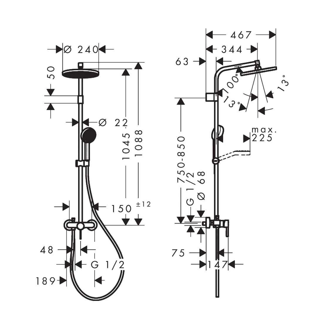 Hansgrohe Activera S Duschsystem 240 1 Strahlart Wassersparend Mit Einhebelmischer Varia 4 Hansgrohe Activera S Duschsystem 240 1 Strahlart Wassersparend Mit Einhebelmischer Varia – Bild 4