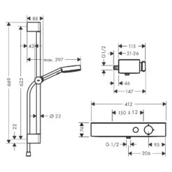 Hansgrohe Pulsify Select S Brausesystem 105 3 Strahlarten Relaxation Mit Duschkopf, Thermostat, Duschstange 65 Cm, Schieber Und Duschschlauch -Hansgrohe Verkäufe hansgrohe pulsify select brause brausesystem 105 4783046