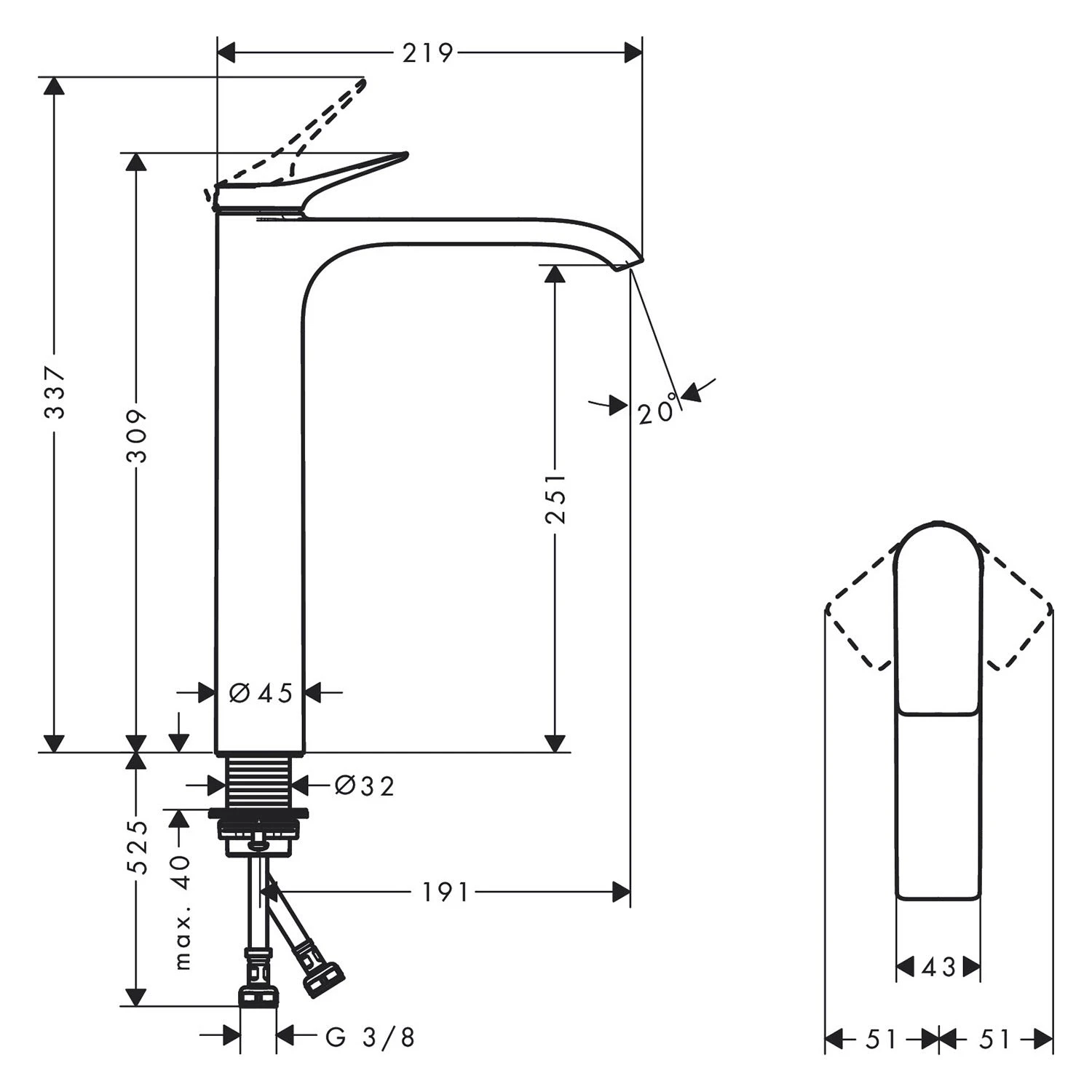 Hansgrohe Vivenis Einhebel-Waschtischarmatur 250 Ohne Ablaufgarnitur 5 Hansgrohe Vivenis Einhebel-Waschtischarmatur 250 Ohne Ablaufgarnitur – Bild 5