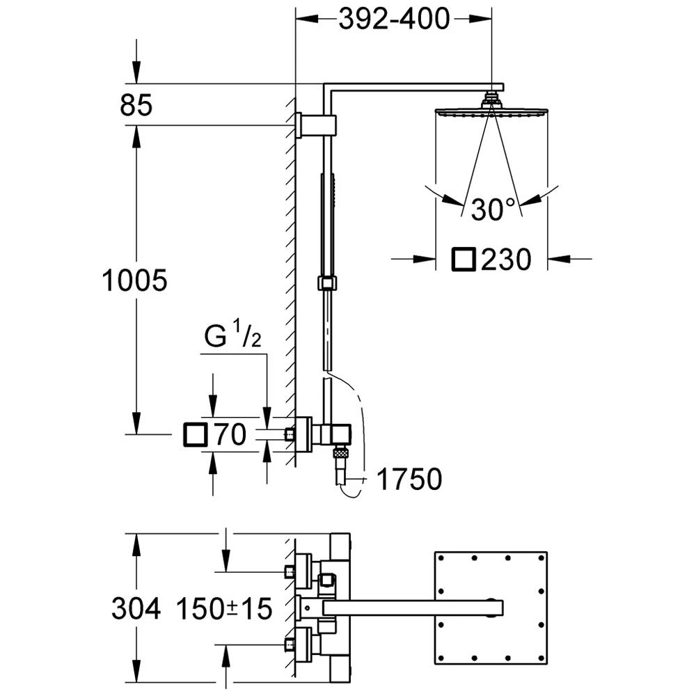 GROHE Euphoria Cube Duschsystem Mit Thermostatbatterie 3 GROHE Euphoria Cube Duschsystem Mit Thermostatbatterie – Bild 3