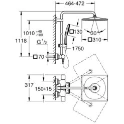 GROHE Rainshower SmartActive Cube 310 Duschsystem Mit Thermostatbatterie, Inkl. EcoJoy -Hansgrohe Verkäufe hersteller grohe duschsysteme rainshower smartactive 310 2957815