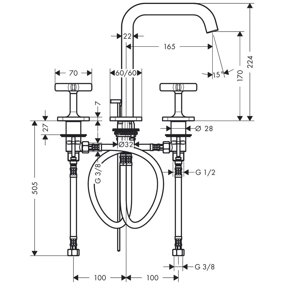 AXOR Citterio E 3-Loch Waschtischarmatur Mit Rosetten 2 AXOR Citterio E 3-Loch Waschtischarmatur Mit Rosetten – Bild 2