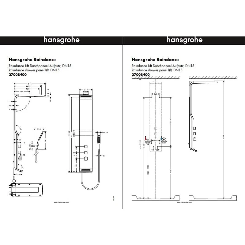Hansgrohe Raindance Lift Duschpaneel 2 Hansgrohe Raindance Lift Duschpaneel – Bild 2