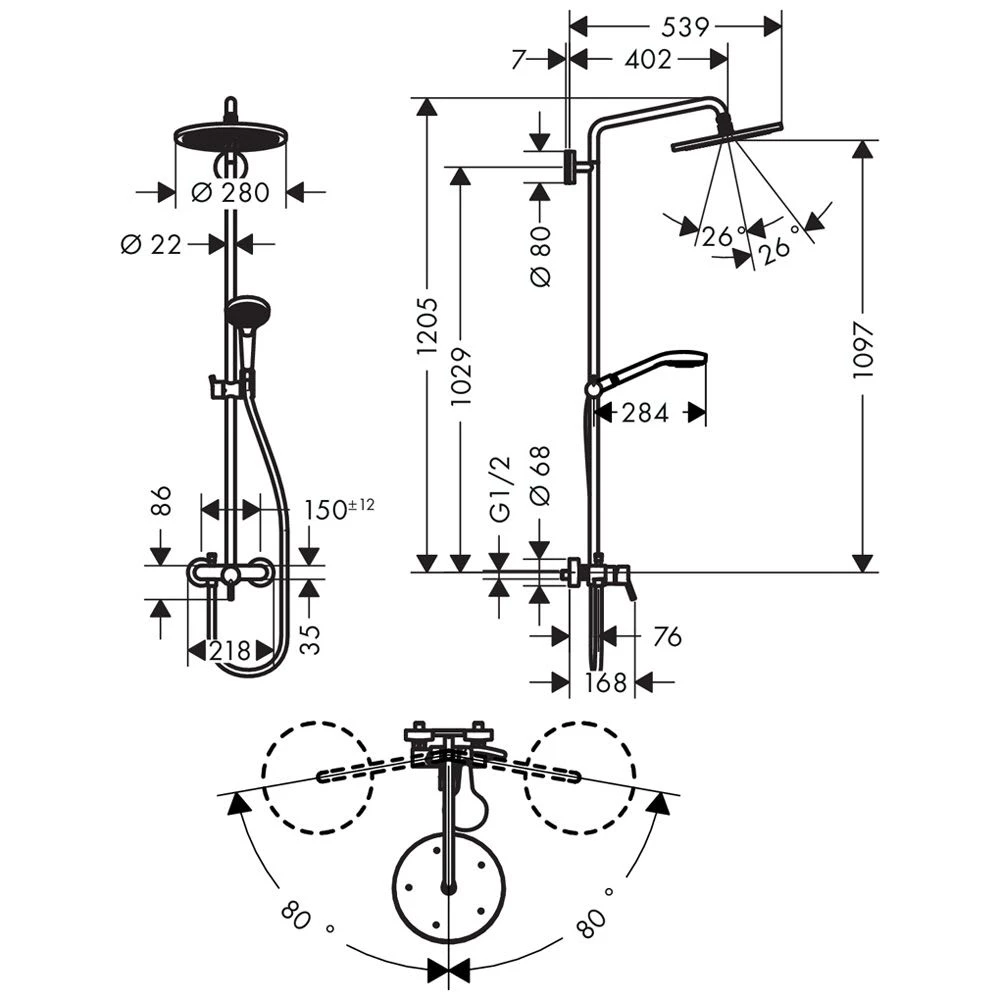 Hansgrohe Croma Select 280 Air 1jet Showerpipe Mit Einhebelmischer 5 Hansgrohe Croma Select 280 Air 1jet Showerpipe Mit Einhebelmischer – Bild 5
