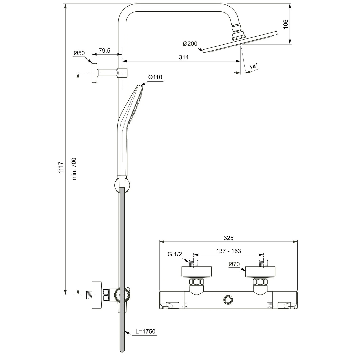 Ideal Standard CeraTherm T50 Duschsystem Aufputz 5 Ideal Standard CeraTherm T50 Duschsystem Aufputz – Bild 5