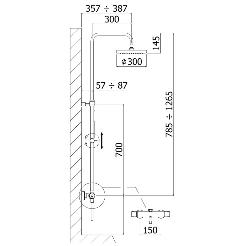 Kronenbach Duschsystem Aufputz Mit Thermostat Und Kopfbrause Ø 30 Cm, Rund 3 Kronenbach Duschsystem Aufputz Mit Thermostat Und Kopfbrause Ø 30 Cm, Rund – Bild 3