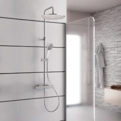 Kronenbach Duschsystem Aufputz Mit Thermostat Und Kopfbrause Ø 30 Cm, Rund