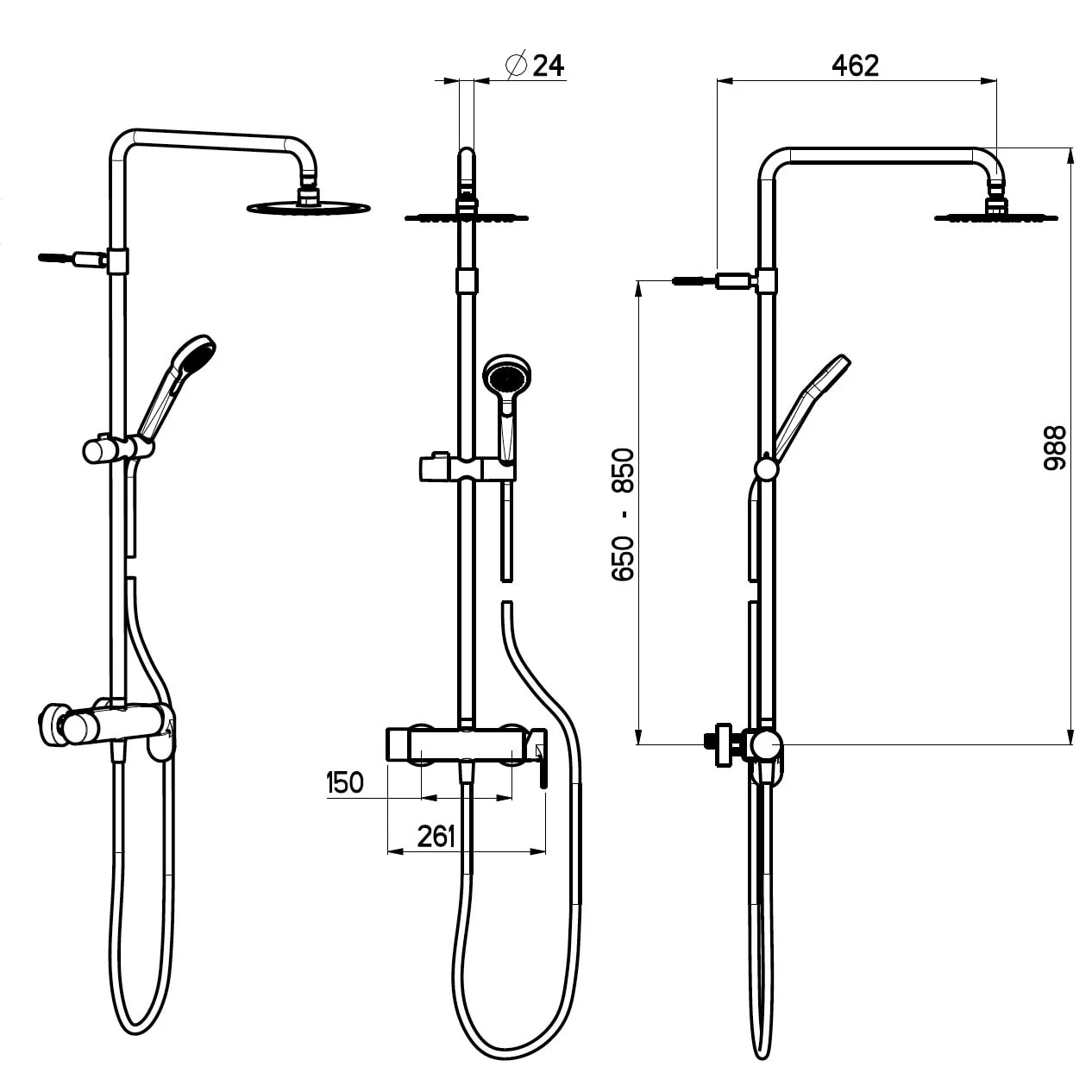House Duschsystem Mit Einhebel-Brausebatterie Und Kopfbrause Ultraflach Rund, Aufputz 4 House Duschsystem Mit Einhebel-Brausebatterie Und Kopfbrause Ultraflach Rund, Aufputz – Bild 4