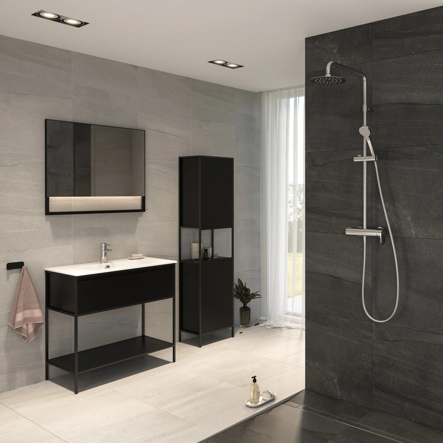 House Duschsystem Mit Einhebel-Brausebatterie Und Kopfbrause Ultraflach Rund, Aufputz 3 House Duschsystem Mit Einhebel-Brausebatterie Und Kopfbrause Ultraflach Rund, Aufputz – Bild 3