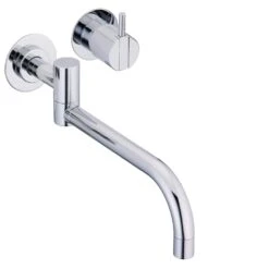 Vola Wand-Wasch- Und Spültisch-Eingriffmischer UP Mit Doppelschwenkauslauf Links, Ausladung 25 Cm