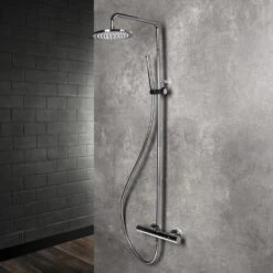 Herzbach LIVING SPA Duschsäule Mit Regenbrause 20 Cm Rund, Mit Stabhandbrause