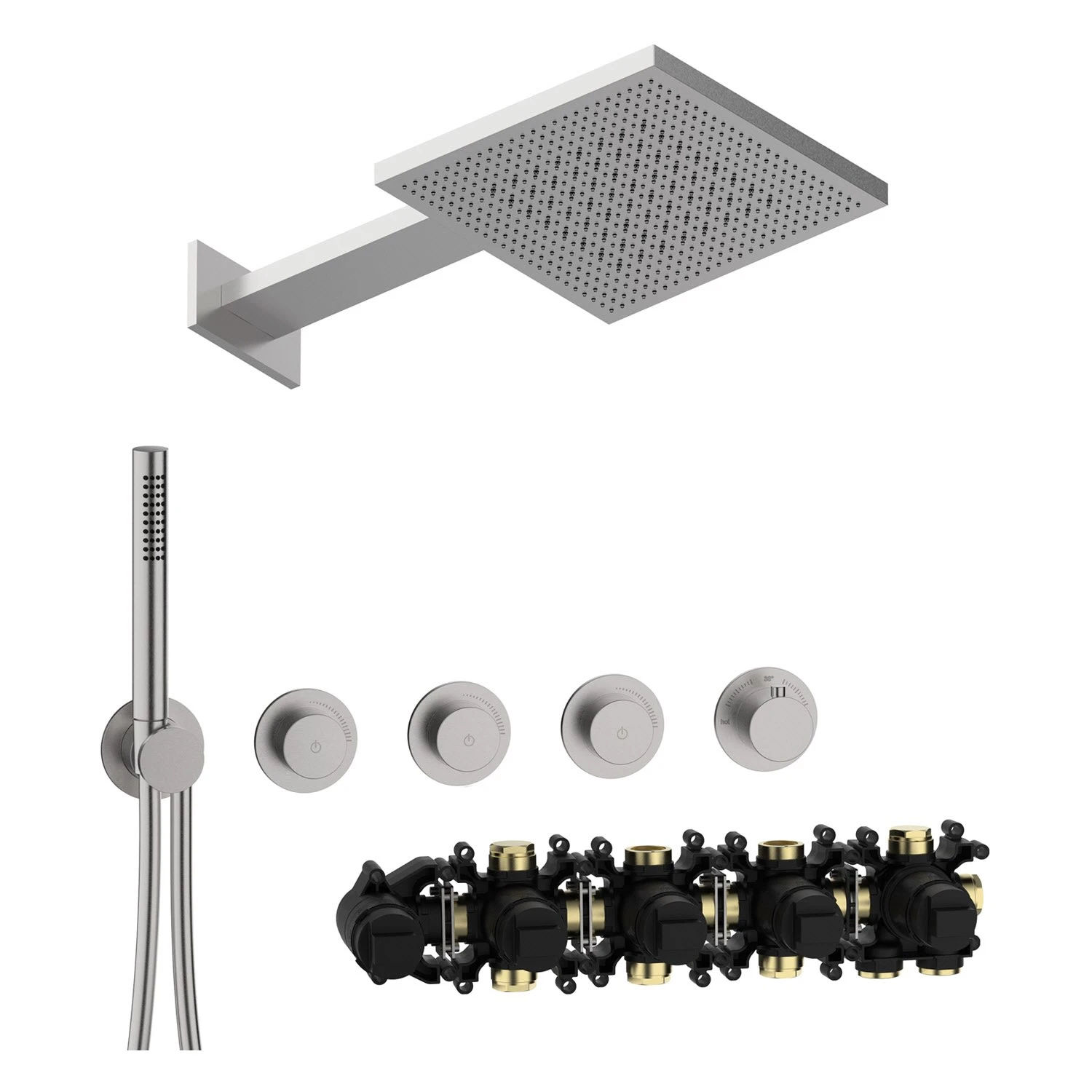 Herzbach MODUL7 IX Duschsystem P-TF2 Mit PUSH Thermostat Und Regenbrause TWIN FLOW 1 Herzbach MODUL7 IX Duschsystem P-TF2 Mit PUSH Thermostat Und Regenbrause TWIN FLOW