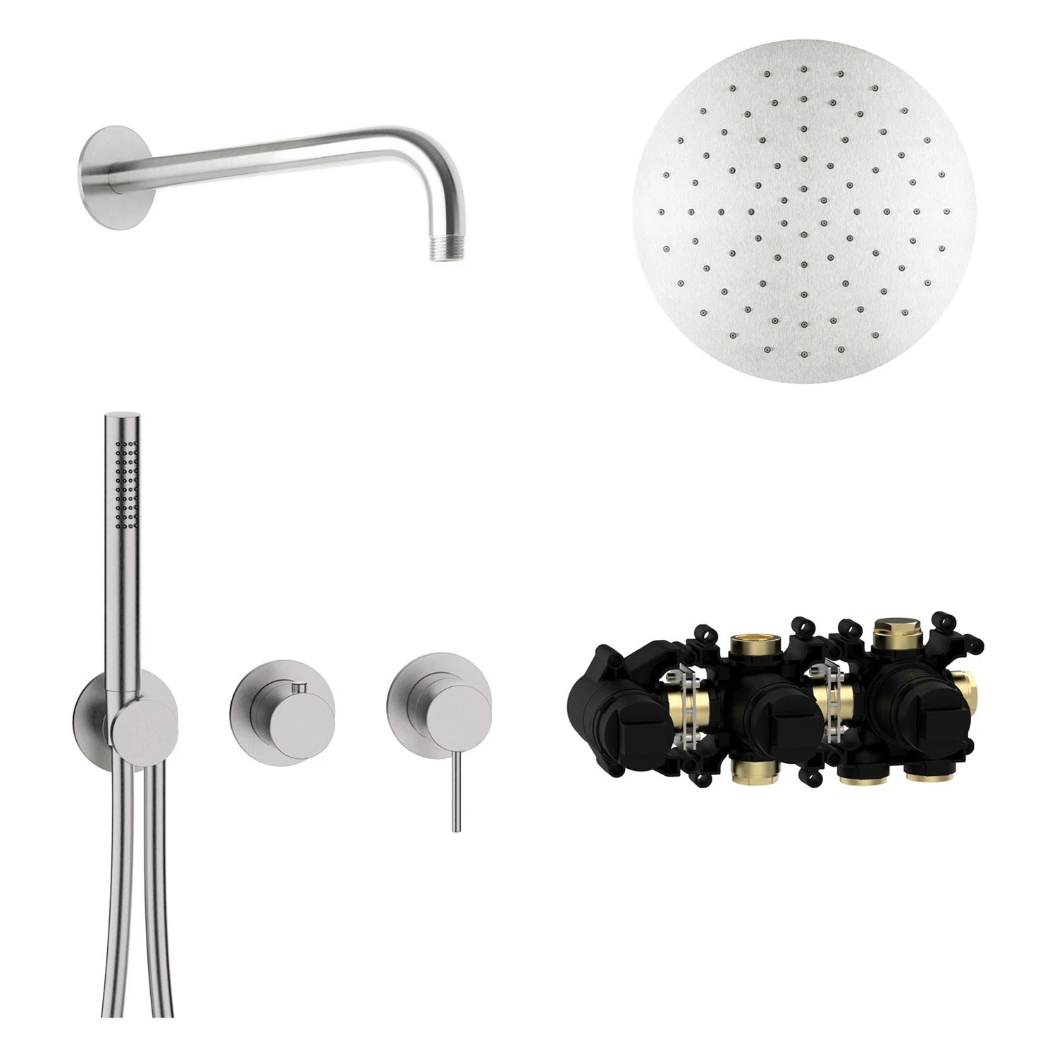 Herzbach MODUL7 IX Duschsystem H-RB250 Mit Hebelmischer Und Kopfbrause Rund 1 Herzbach MODUL7 IX Duschsystem H-RB250 Mit Hebelmischer Und Kopfbrause Rund