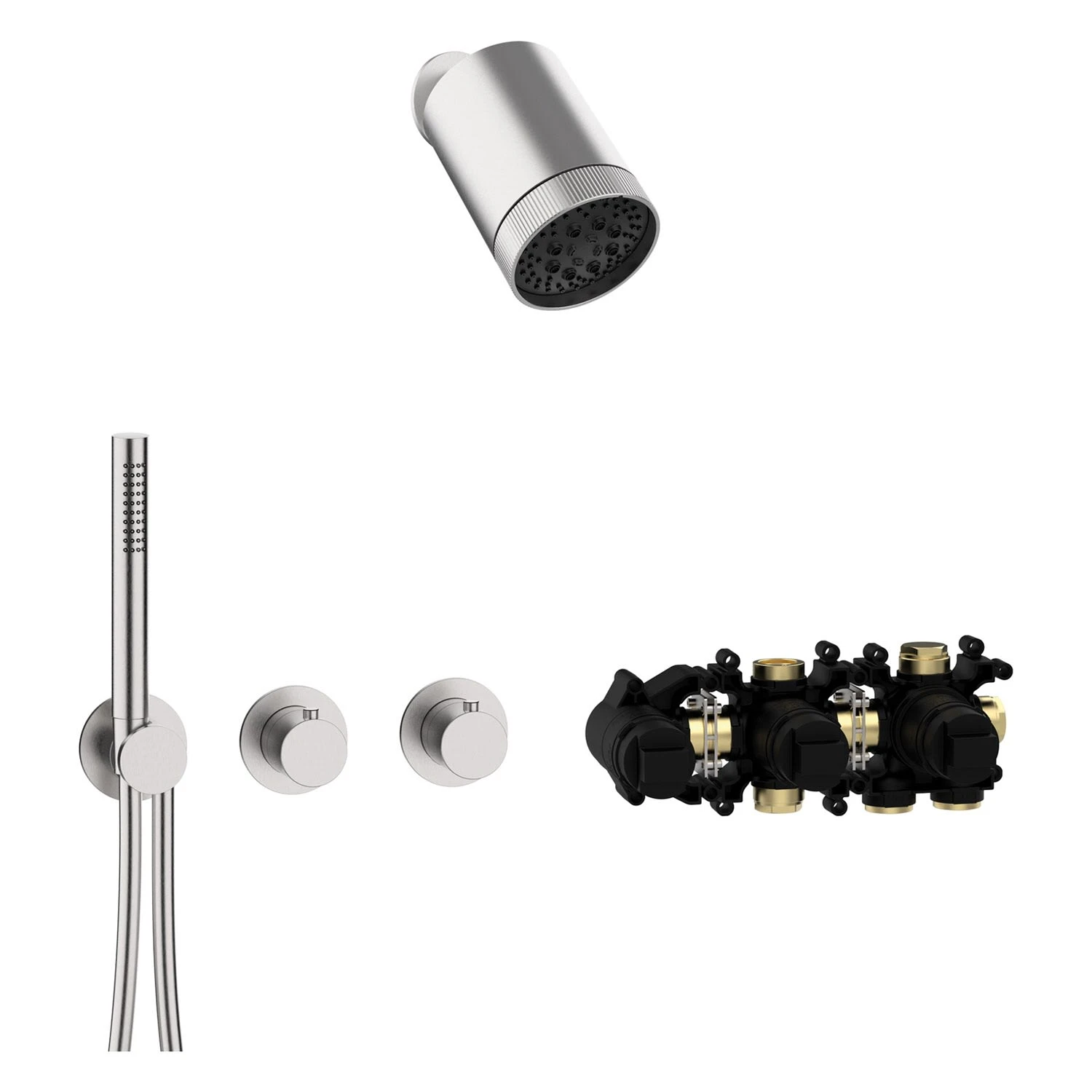 Herzbach MODUL7 IX Duschsystem T-SP3 Mit Thermostat Und Kopfbrause SPOT 1 Herzbach MODUL7 IX Duschsystem T-SP3 Mit Thermostat Und Kopfbrause SPOT