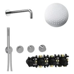 Herzbach MODUL7 Duschsystem P-RB250 Mit PUSH Thermostat Und Kopfbrause Rund