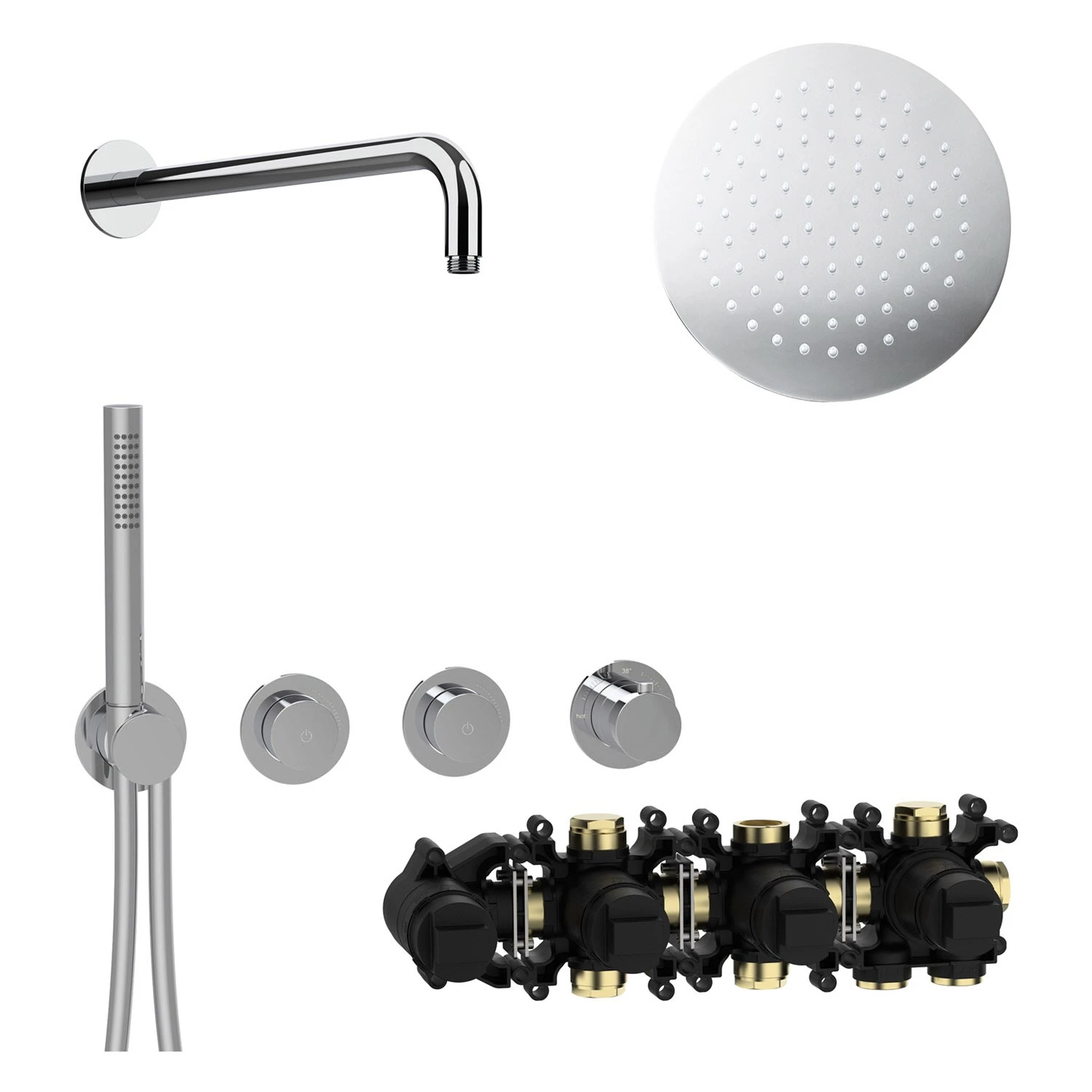 Herzbach MODUL7 Duschsystem P-RB250 Mit PUSH Thermostat Und Kopfbrause Rund 1 Herzbach MODUL7 Duschsystem P-RB250 Mit PUSH Thermostat Und Kopfbrause Rund