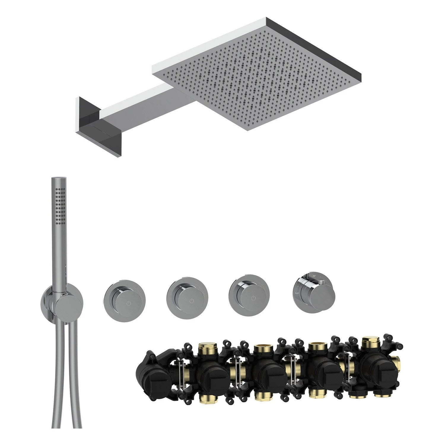Herzbach MODUL7 Duschsystem P-TF2 Mit PUSH Thermostat Und Regenbrause TWIN FLOW 1 Herzbach MODUL7 Duschsystem P-TF2 Mit PUSH Thermostat Und Regenbrause TWIN FLOW