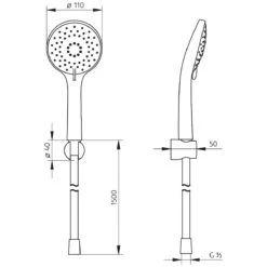 HSK Design-Handbrause Rund, Mit 3 Strahlarten, Inkl. Brauseschlauch Und Halterung -Hansgrohe Verkäufe hsk armaturen brause design handbrause rund 10068176