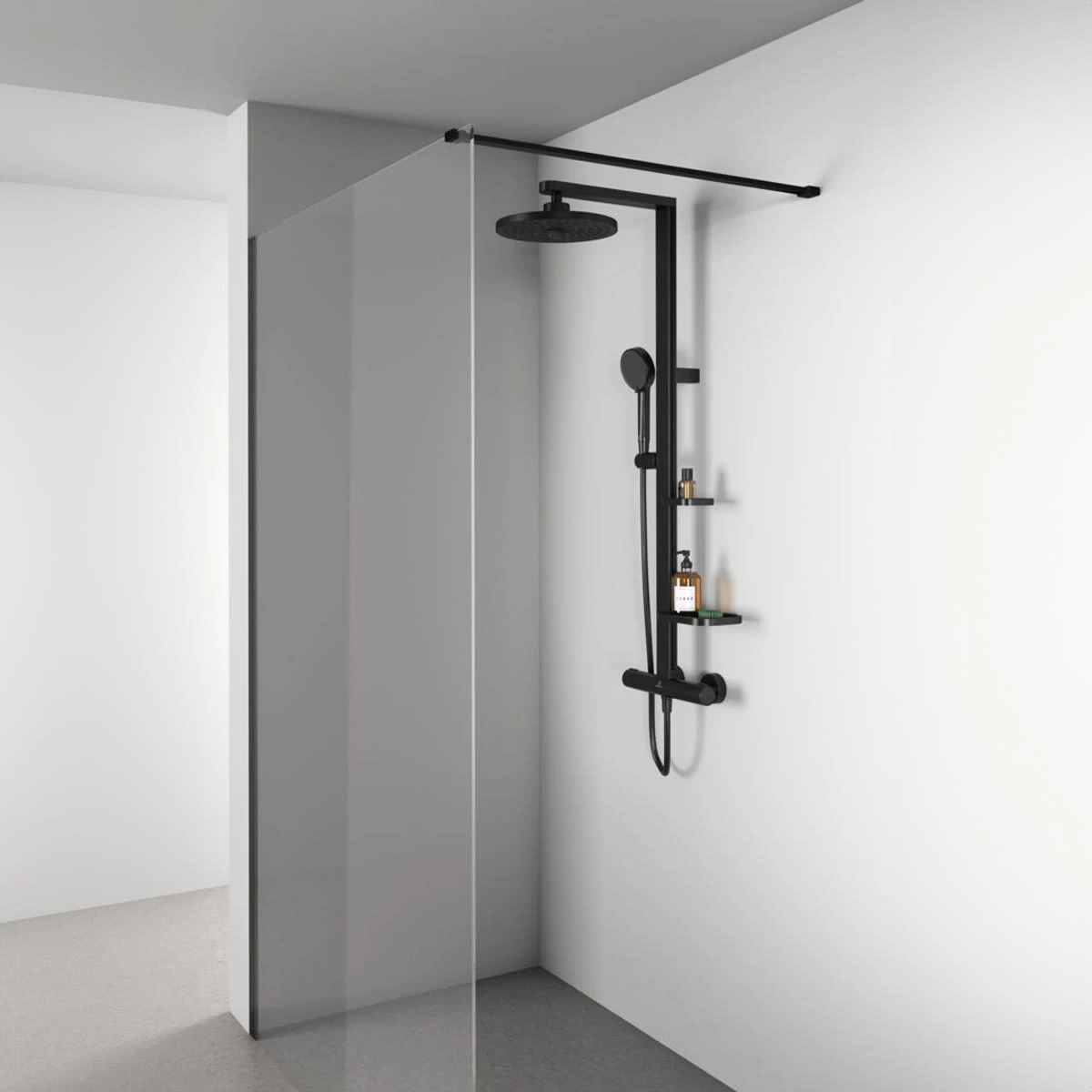 Ideal Standard Alu+ Duschsystem Mit Ceratherm Brausethermostat, 2 Ablagen, 2-Funktions-Handbrause Und 2-Funktions-Kopfbrause 11 Ideal Standard Alu+ Duschsystem Mit Ceratherm Brausethermostat, 2 Ablagen, 2-Funktions-Handbrause Und 2-Funktions-Kopfbrause – Bild 11