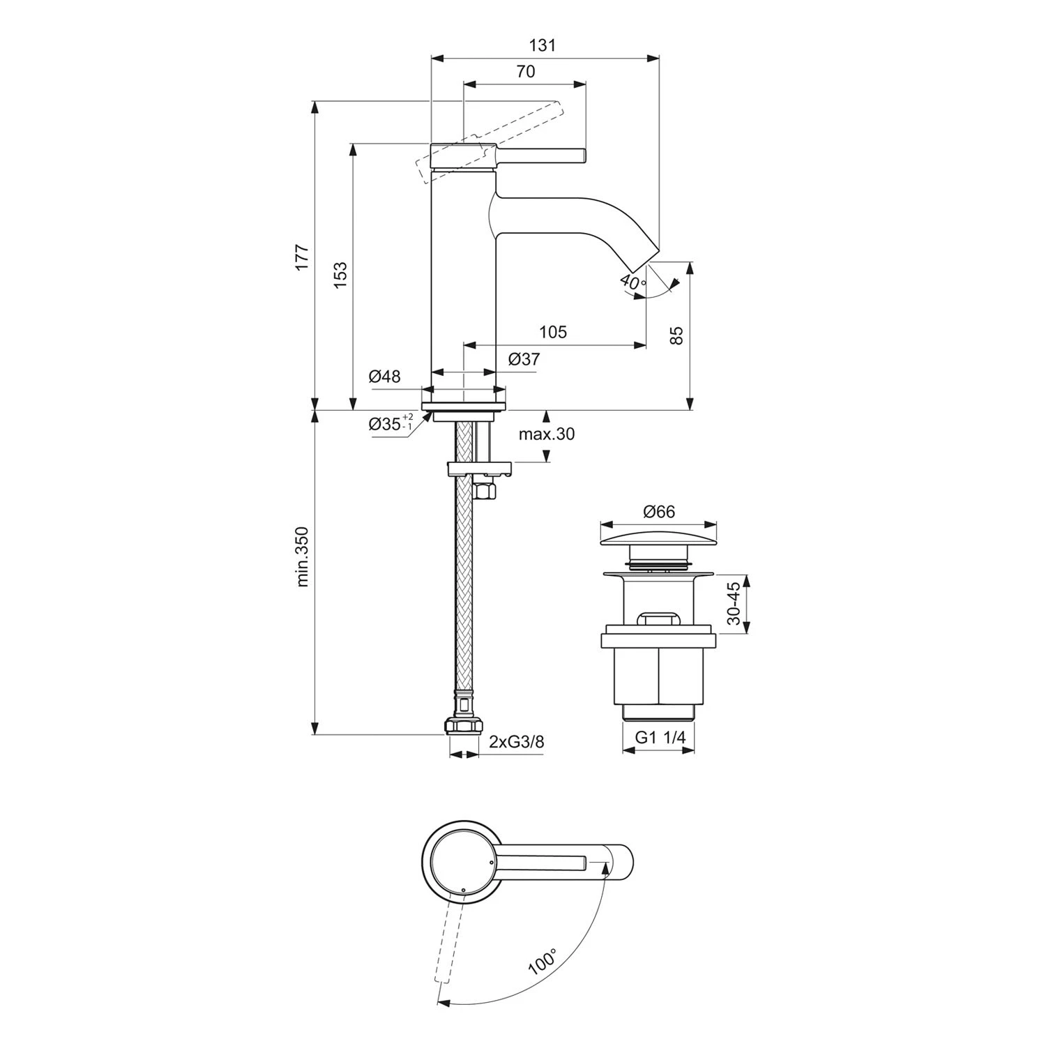 Ideal Standard Ceraline Nuovo Waschtischarmatur BlueStart Ausladung 10,5 Cm Mit Push-Open-Ventil 4 Ideal Standard Ceraline Nuovo Waschtischarmatur BlueStart Ausladung 10,5 Cm Mit Push-Open-Ventil – Bild 4