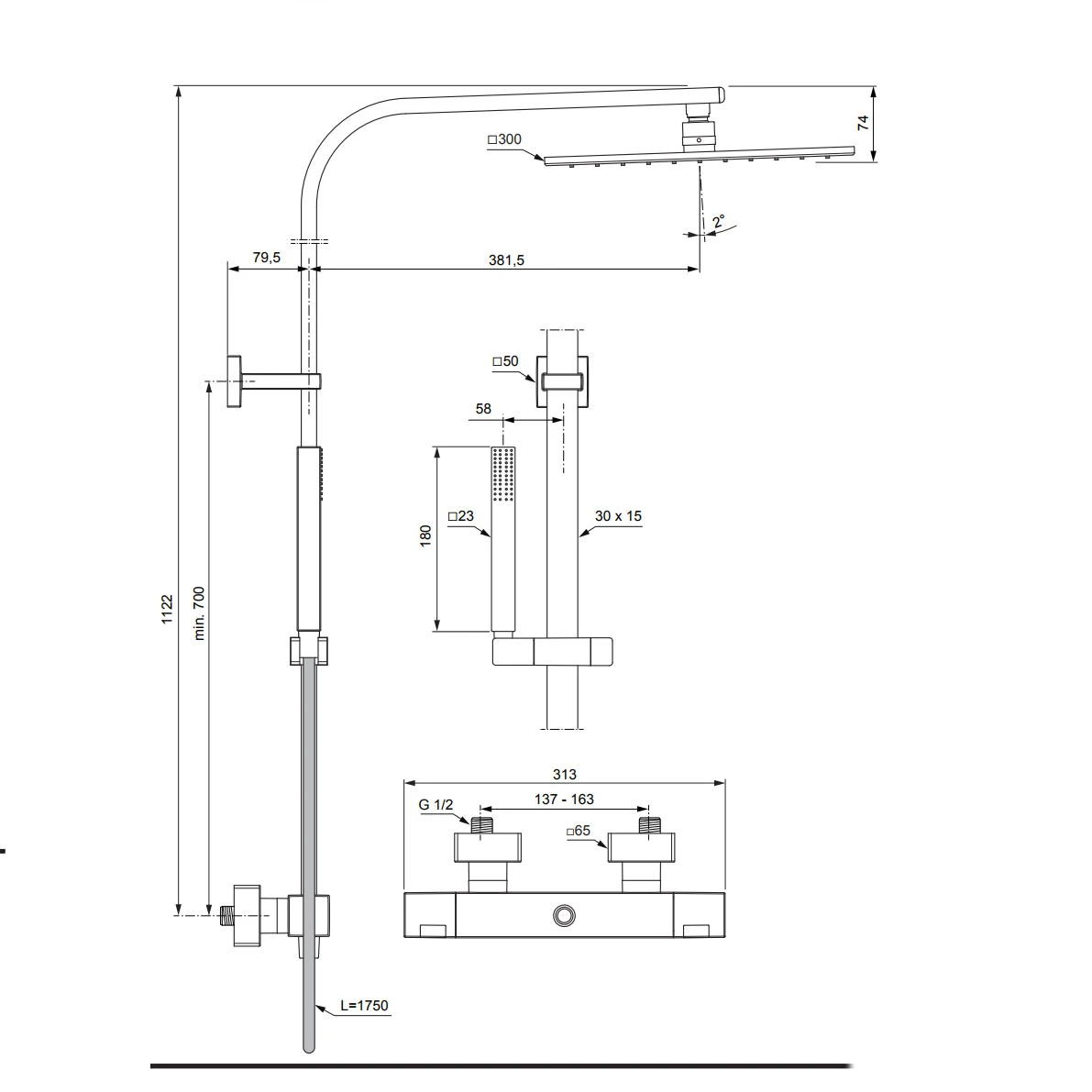Ideal Standard Ceratherm C100 Duschsystem Square Mit Brausethermostat AP 5 Ideal Standard Ceratherm C100 Duschsystem Square Mit Brausethermostat AP – Bild 5