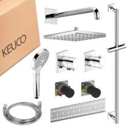 Keuco IXMO Unterputz Duschsystem Mit Thermostatarmatur, Handbrause, Brausestange Und Kopfbrause, Eckig -Hansgrohe Verkäufe keuco ixmo komplettset unterputz duschsystem mit 13881751