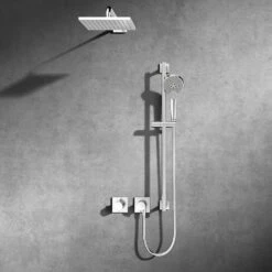 Keuco IXMO Unterputz Duschsystem Mit Thermostatarmatur, Handbrause, Brausestange Und Kopfbrause, Eckig