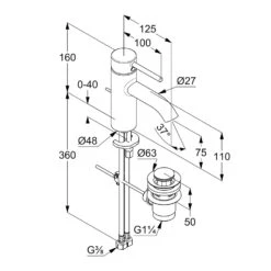 Kludi BOZZ Waschtisch-Einhandmischer 75 EcoPlus Mit Zugstangen-Ablaufgarnitur -Hansgrohe Verkäufe kludi bad smart luxury puristic design 6770928