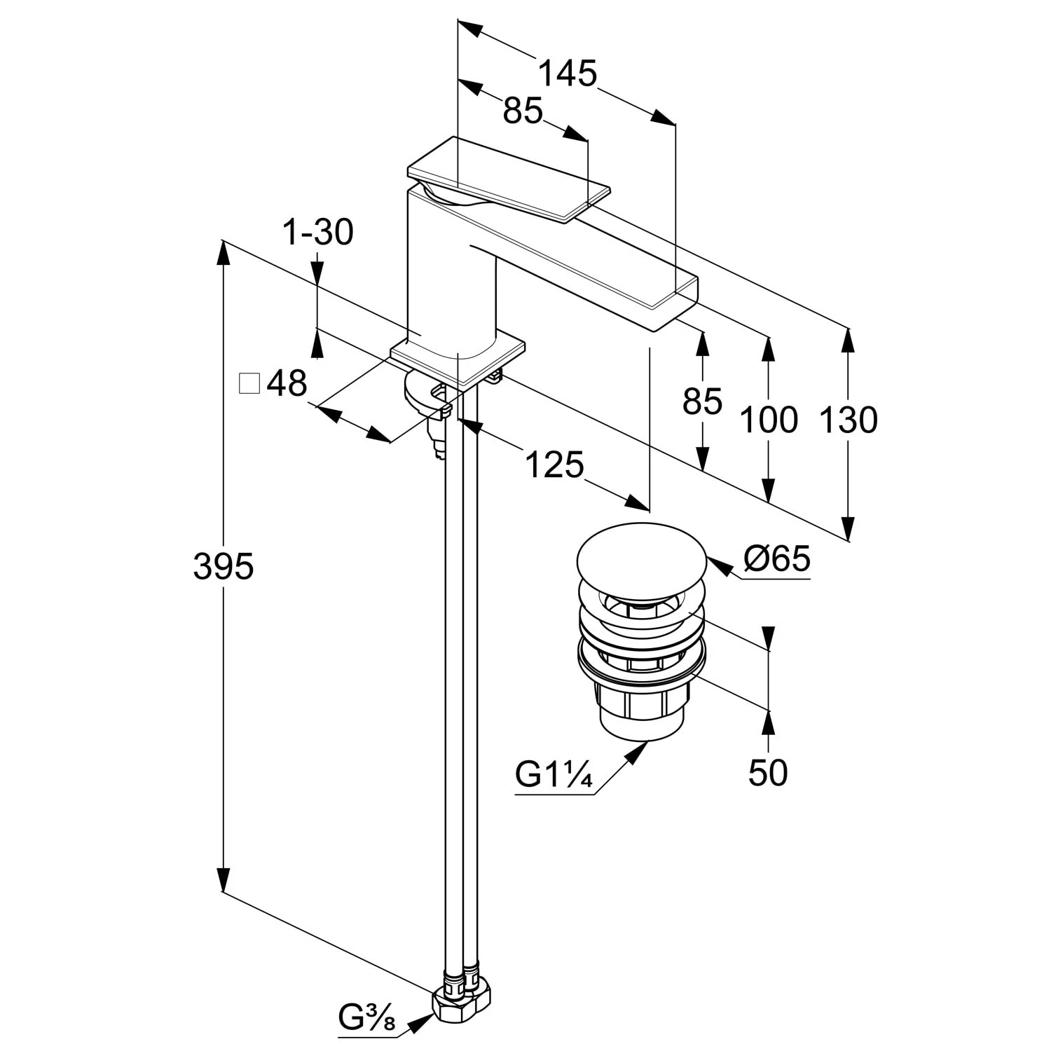 Kludi DECUS Waschtisch-Einhandmischer 85 ECO PLUS Mit Push Open Ablaufgarnitur 2 Kludi DECUS Waschtisch-Einhandmischer 85 ECO PLUS Mit Push Open Ablaufgarnitur – Bild 2