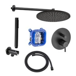 Kronenbach Lima 2.0 Black Duschsystem Unterputz, Einhebelmischer Mit Umsteller, Rund -Hansgrohe Verkäufe kronenbach duschsysteme lima 2 black unterputz 13017941