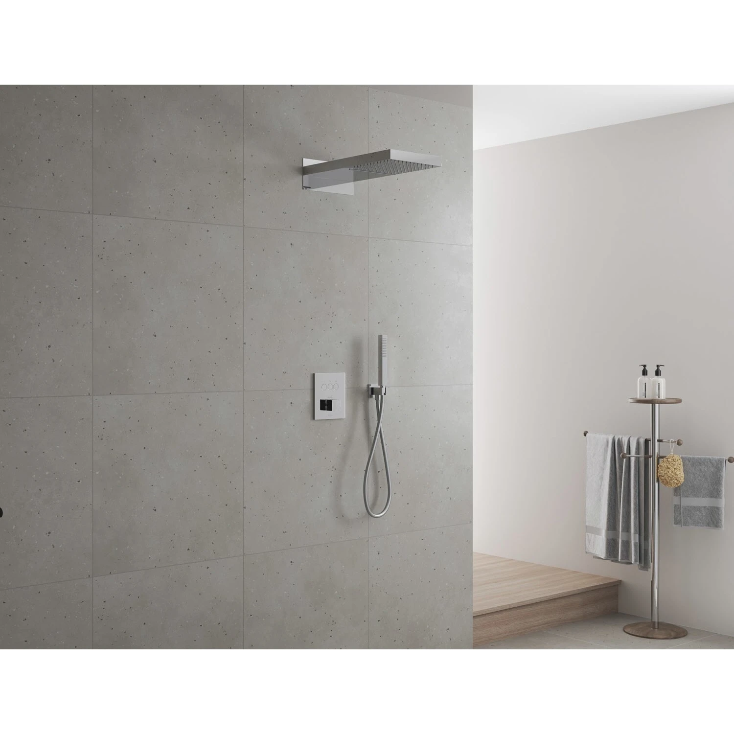 Kronenbach Smart Push Thermostat Duschsystem Unterputz Für 3 Verbraucher, Eckig 5 Kronenbach Smart Push Thermostat Duschsystem Unterputz Für 3 Verbraucher, Eckig – Bild 5