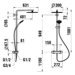 LAUFEN VIVID Thermostatisches Duschsystem Mit Ablage -Hansgrohe Verkäufe laufen badarmaturen vivid thermostatisches duschsystem mit 10409189