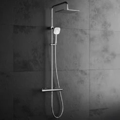 OLTENS Atran (S) Duschsystem Mit Aufputz-Thermostat, Handbrause Und Kopfbrause Eckig