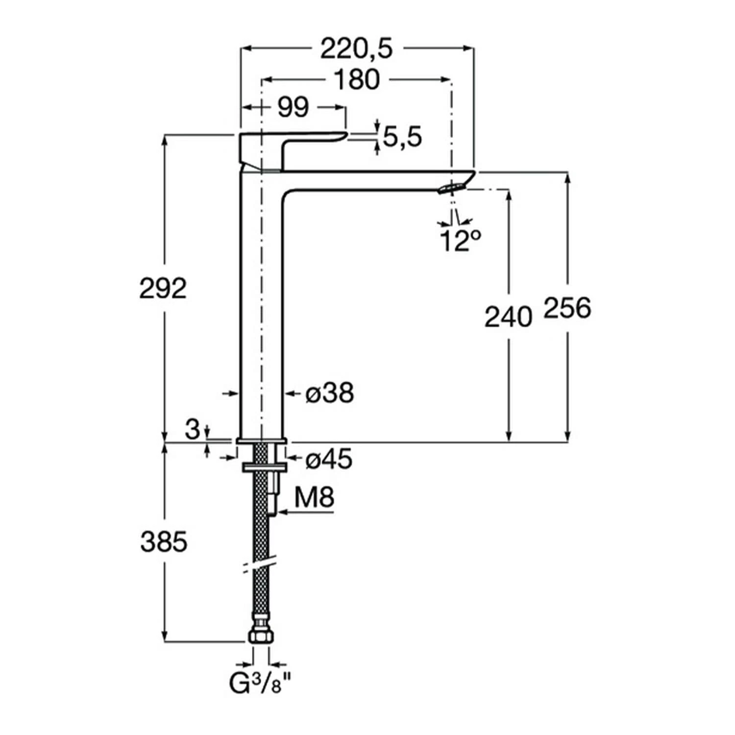Roca Cala Einhebel-Waschtischmischer Hohe Ausführung 2 Roca Cala Einhebel-Waschtischmischer Hohe Ausführung – Bild 2
