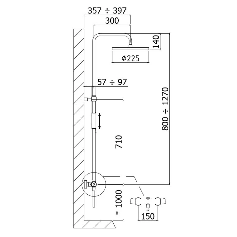 Steinkamp Living Thermostat Duschsystem AP Mit Kopfbrause Ø 22,5 Cm Und Stabhandbrause, Höhenverstellbar 4 Steinkamp Living Thermostat Duschsystem AP Mit Kopfbrause Ø 22,5 Cm Und Stabhandbrause, Höhenverstellbar – Bild 4