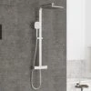 Sturotec Eco-Line 6 L/min Duschsystem Eckig Mit Thermostatarmatur Und Kopfbrause 25 Cm -Hansgrohe Verkäufe sturotec duschsysteme eco line eckig mit 9370841