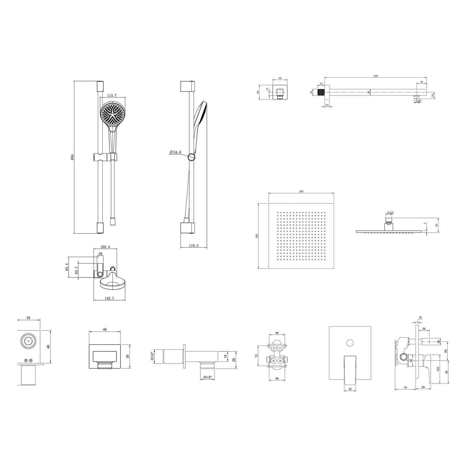 Villeroy & Boch Taro Duschsystem Mit Brausestange, Kopfbrause Und UP-Einhebel-Armatur 4 Villeroy & Boch Taro Duschsystem Mit Brausestange, Kopfbrause Und UP-Einhebel-Armatur – Bild 4