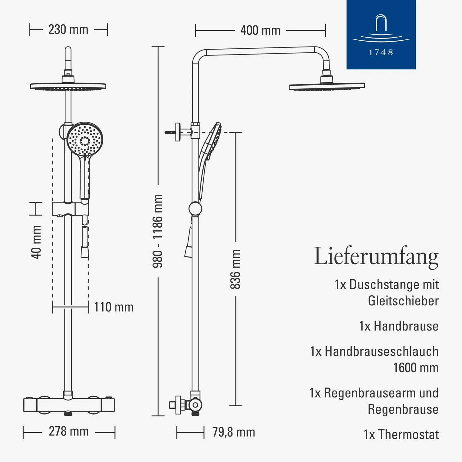 Villeroy & Boch Universal Showers Duschsystem Mit Drei Funktionen Für Wandmontage 7 Villeroy & Boch Universal Showers Duschsystem Mit Drei Funktionen Für Wandmontage – Bild 7
